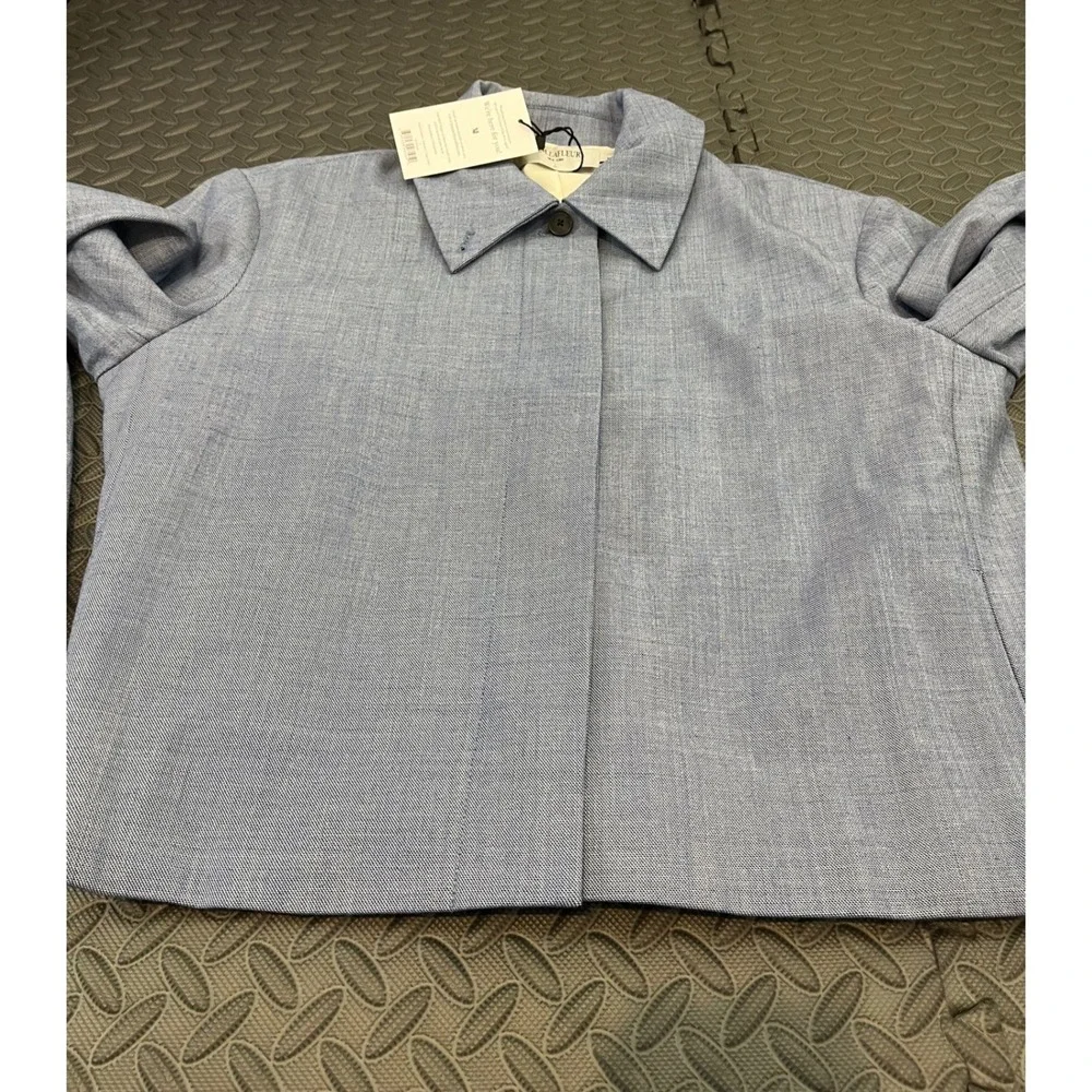 NWT MM LaFleur Nicky 1.0 Jacket Women L Indigo White Sharkskin Cropped Blazer - Picture 5 of 13